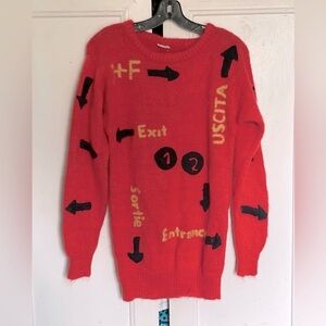Joye + Fun 1990’s vintage red wool sweater Womens m Y2K funky retro
